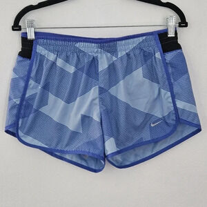 Nike Women's Dri-Fit Graphic Print Running Shorts‎ in blue and black size medium